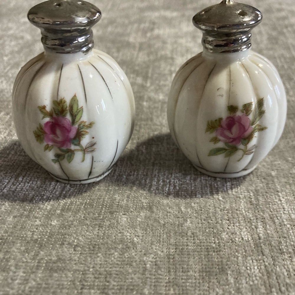 Floral White and Silver Ceramic Vases